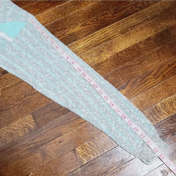 Vintage 80s 90s Mint Green Grey Striped Loose Knit Slouchy Sweater - Picture 9 of 12